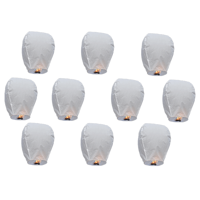 10 PACK WHITE SKY LANTERN BOXED