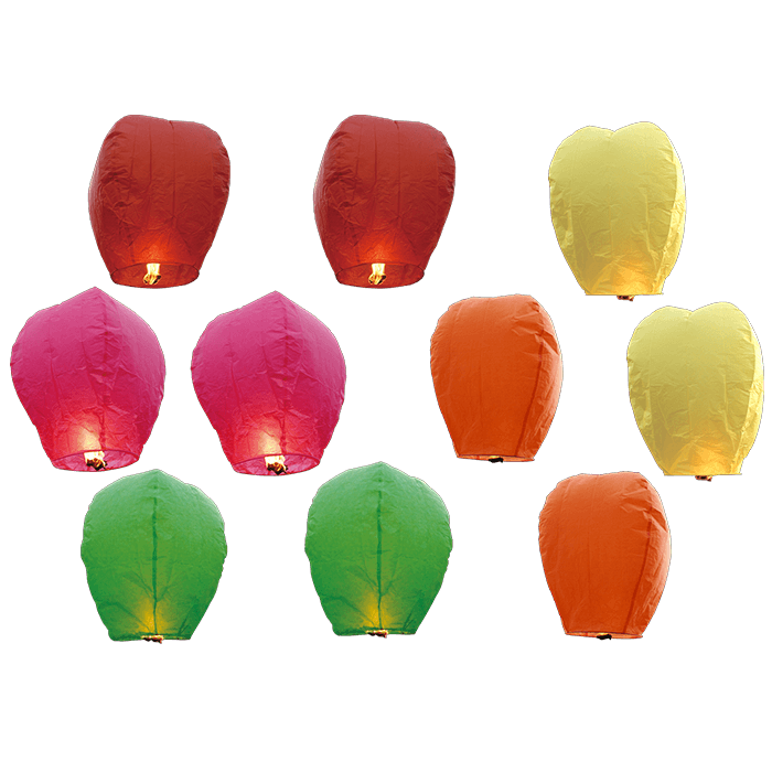 10 PACK COLOR SKY LANTERN BOXED