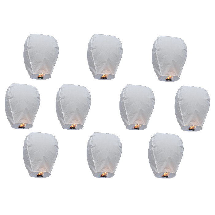 10 PACK WHITE SKY LANTERN BOXED